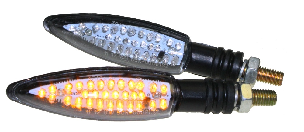 LED Mini Blinker Set Spear schwarz klar E-geprüft M8 für Roller Moped Mofa NEU