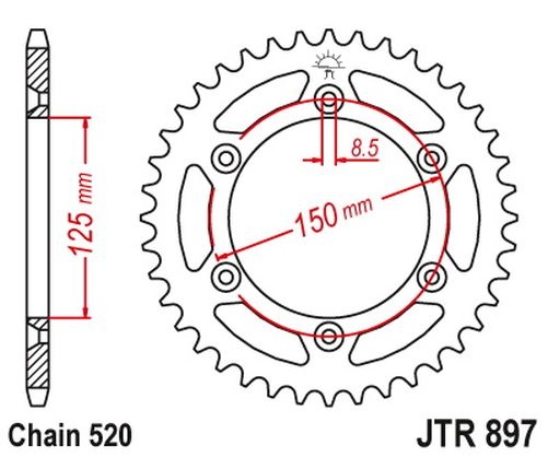 Kettenrad 44 Zahne Teilung 520 JTR897 fur Gas Gas / Husaberg / Husqvarna / KTM