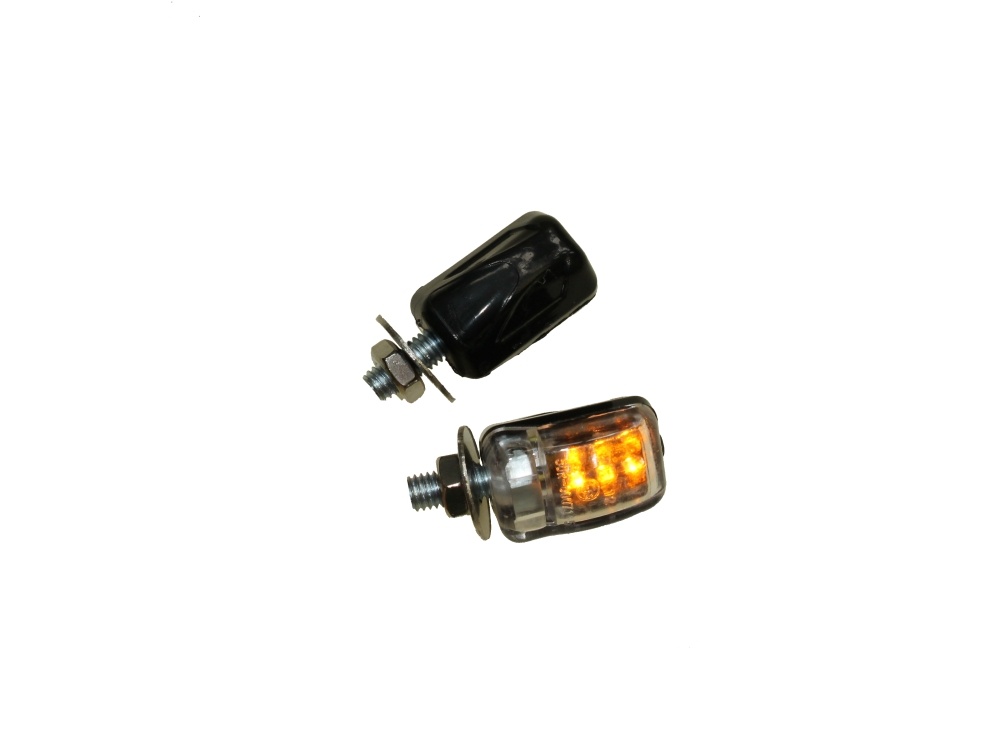 LED Mini Blinker Set Benni schwarz klar E-geprüft M6 für Motorrad Simson NEU