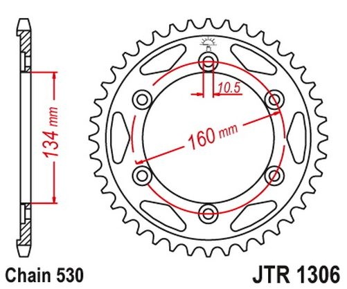 Kettenrad 40 Zähne Teilung 530 Typ JTR1306 für Honda VTR 1000 Motorrad