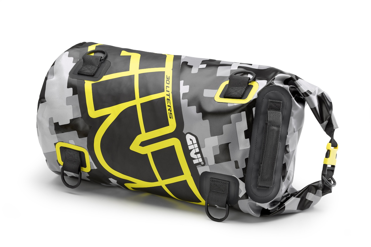 GIVI Easy-T Waterproof Gepäckrolle 30 L graues Camouflagedesign -neongelb