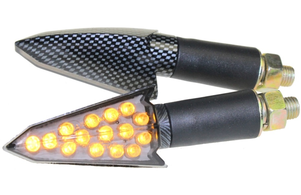 LED Mini Blinker Set Lynx carbon getönt E-Nummer M10 f. Roller Moped Mofa Mokick