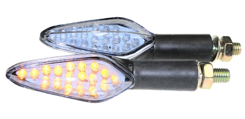 LED Mini Blinker Set Shower schwarz k. E-Nr. M10 für Suzuki GN 125 V Bj.97 vorne