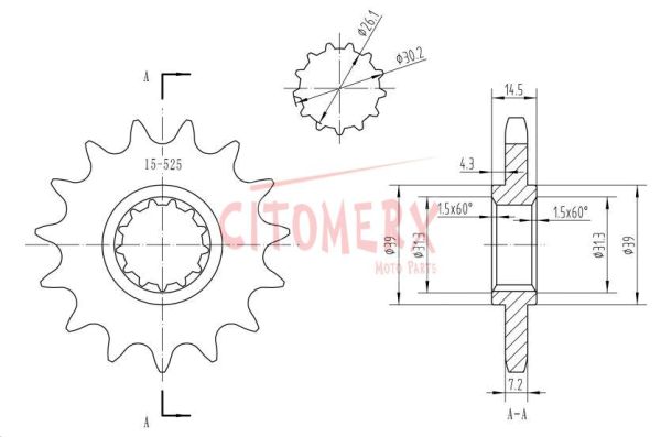 Ritzel vorne 15 Zähne 525er Teilung für Honda CB 750 F2 Seven Fifty, RVF 750 R, RC42, RC45 (163173)