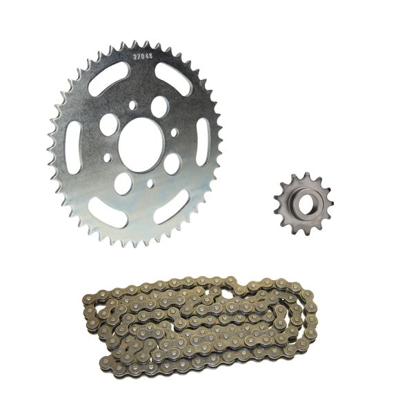 Kettensatz 3-teilig silber 13/46 Zähne für Hercules XE 5 Enduro (bis Motor Nr. 10697365) (1280481346120S)