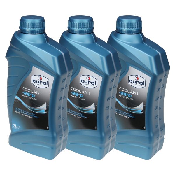 Eurol Coolant -26°C BS 6580 - 3x1 Liter Frostschutz/Kühlflüssigkeit (103857)