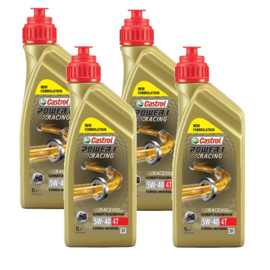 Castrol engine oil 5W-40 Power Racing 4-stroke synthetic 4x1 liter AD  125 My. 2008-2010 Adiva Models bicycle and  motorcycle parts