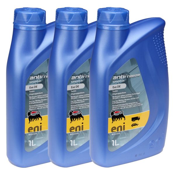 Kühlflüssigkeit Frostschutz Konzentrat -36° 3x 1L Eni Agip Antifreeze EVO DE farblos ++ 3 Liter (1031013)