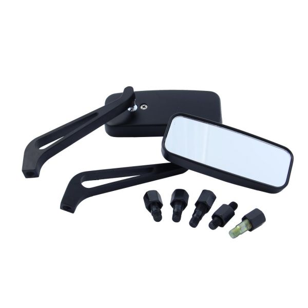 Motorradspiegel Set Black Flat (2 Stück), Alu CNC universal M8 M10, Rückspiegel & Seitenspiegel, Spiegel, Anbauteile, Universalteile