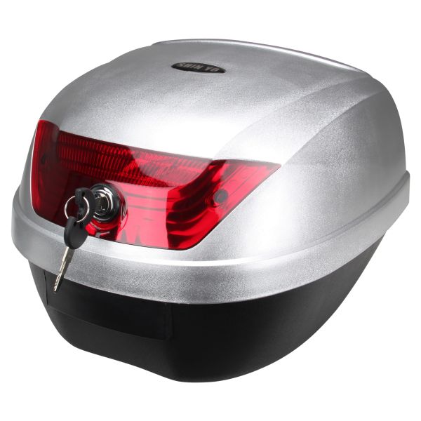 Top Case Helmfach 28 L silber für Roller Quad Moped Motorrad (104143)